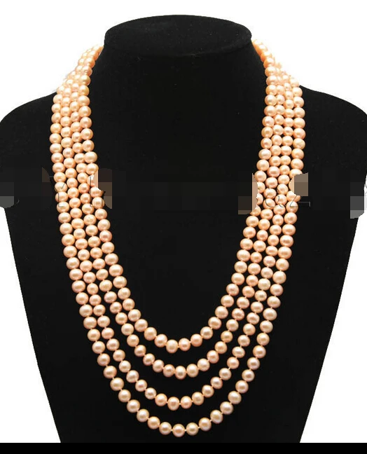 

Miss charm Jew1097 new A 7-8mm pink fresh water akoya pearl necklace 68
