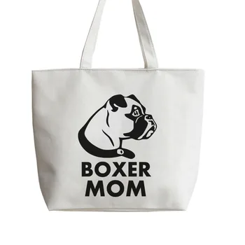 

Boxer Mom Canvas Tote bags Cartoon Shopping bag Shopper Grocery Bag GA333