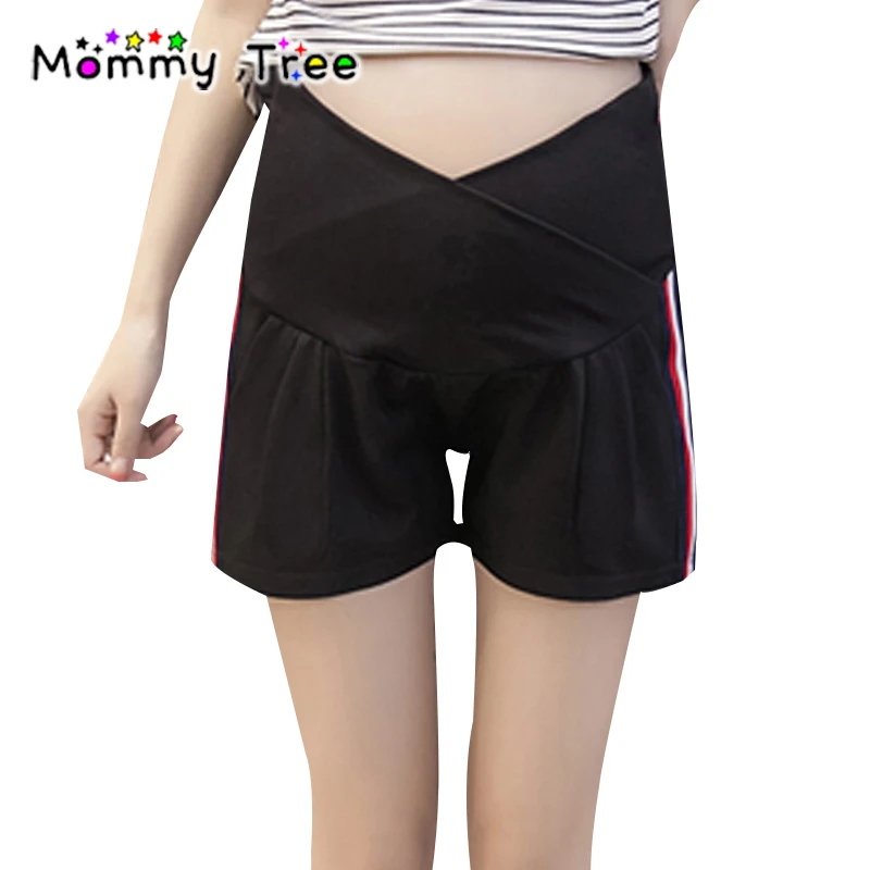 2017 Summer Elasticity Maternity Sports Shorts Side Stripes Pregnancy