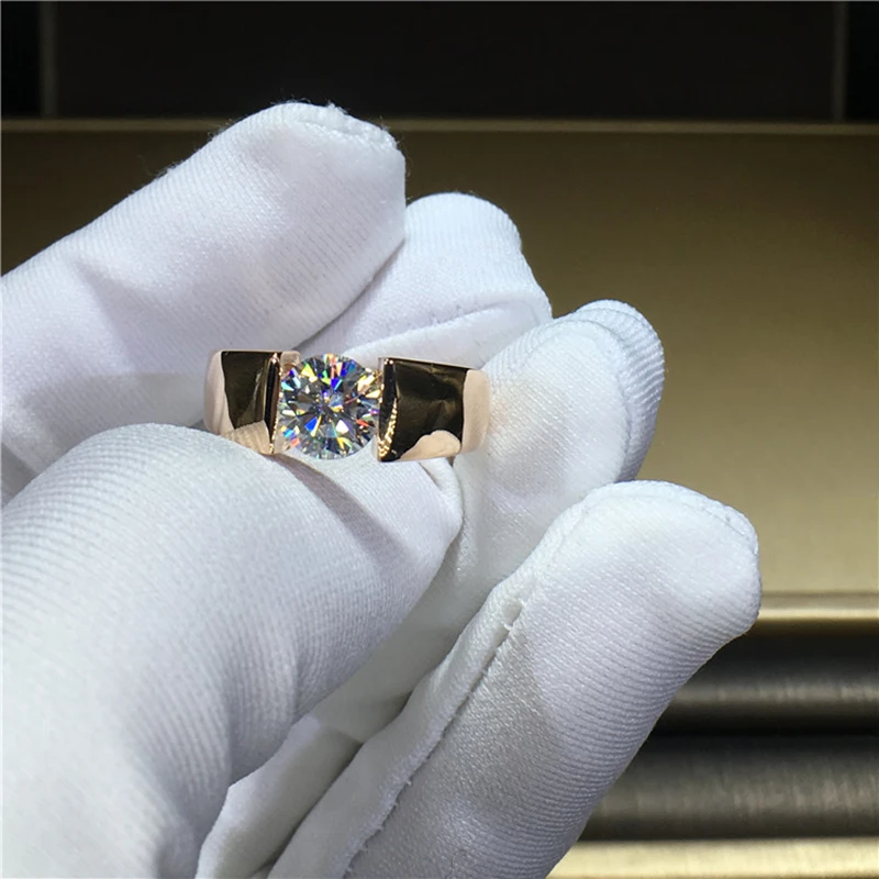 18 K 750Au золото Moissanite алмаз мужское кольцо D Цвет VVS с национальным сертификатом MO-002