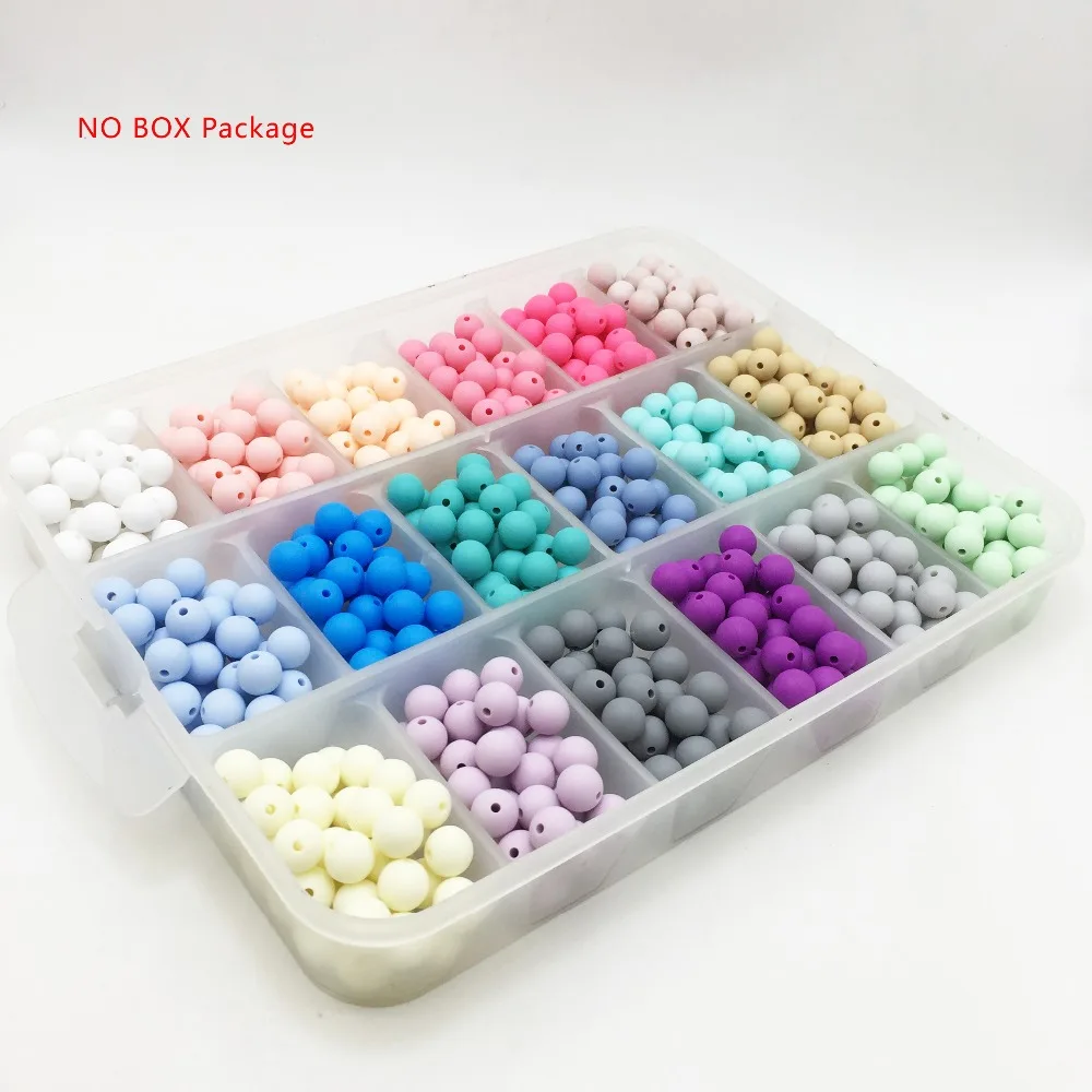 

100pcs silicone ball beads for Jewelry making-silicone bracelet beads set 15mm/12mm/10mm for baby-candy colors round beads