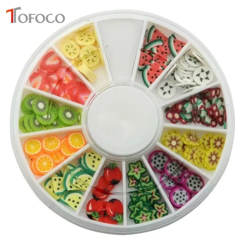 

TOFOCO 12 Type/Set Clear Slime Fruit Slices Mixed Kawaii Soft Clay DIY Slime Supplies Accessories Crystal Mud Lizun Toys For Kid