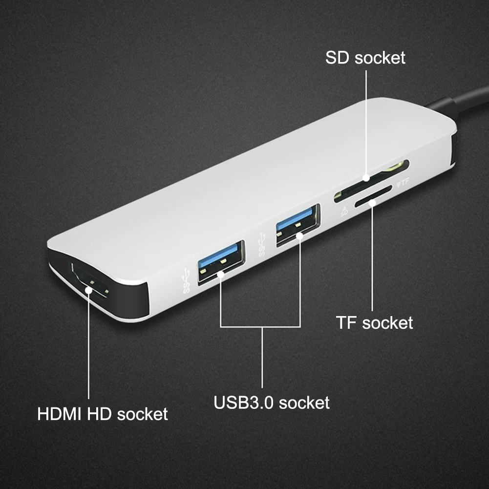 Хит-5 в 1 USB C концентратор USB-C-HDMI USB 3,0 SD/TF кард-ридер адаптер для Mac Book Pro samsung Galaxy Thunderbolt 3 USB-C зарядное устройство