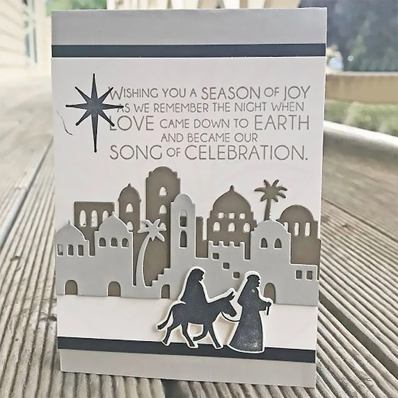

InLoveArts 5Pcs Bethlehem Metal Cut Dies Clear Stamps Scrapbooking New 2019 Architecture Dies Stamps Stencil 14*14cm 115*60mm