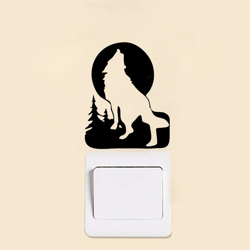 Howling Wolf In A Moon Night Creative Switch Sticker Personality Vinyl