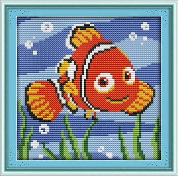 

Joy Sunday Clownfish Cross Stitch Patterns DIY Cross Stitch Set Needlework Embroidery Cross Stitch Kits Handmade Home Decoration