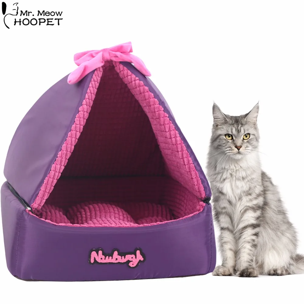 

3PCS Pet Dog Cat Kittey Collapsible Tent Bed, Removable Cover Cushion with Zipper Self Cooling Mattress Kitten Play House