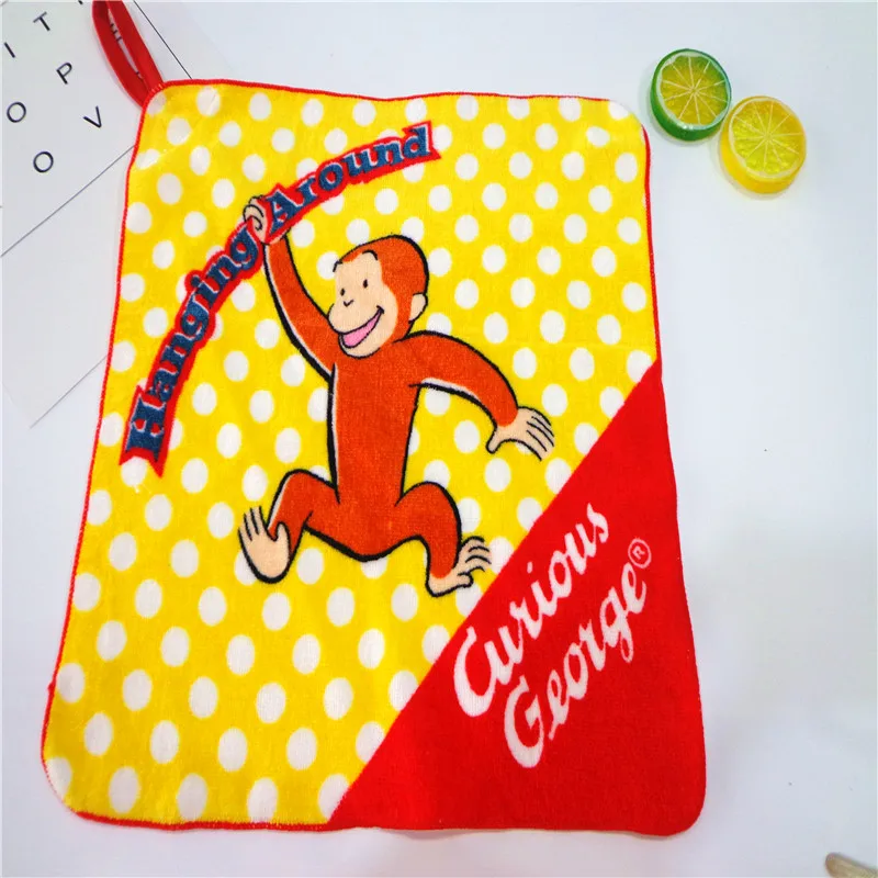 

original cute cartoon curious george monkey cotton scarf kindergarten baby hand towel face towel 35x35cm