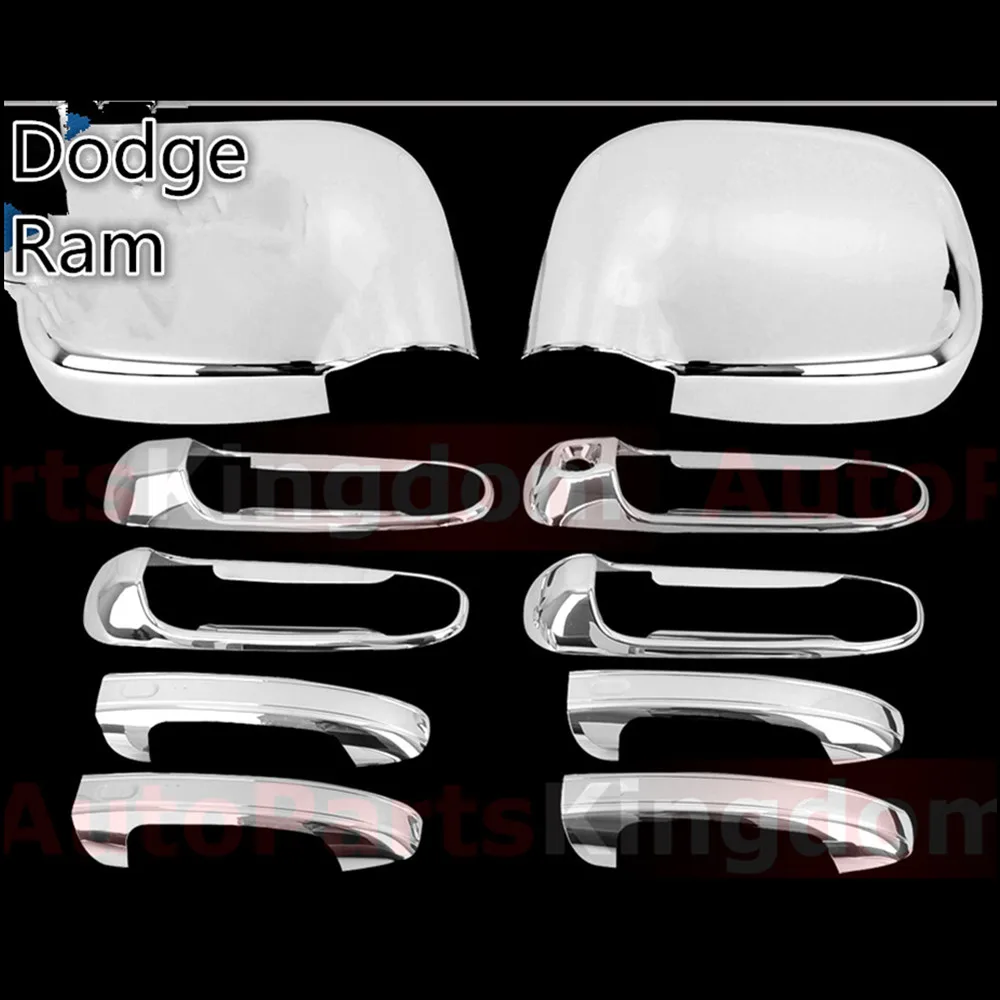 

XYIVYG 2002 03 04 05 06 07 08 Chrome ABS Mirror Cover + Handle Cover for 02-08 For Dodge Ram 1500/2500/3500