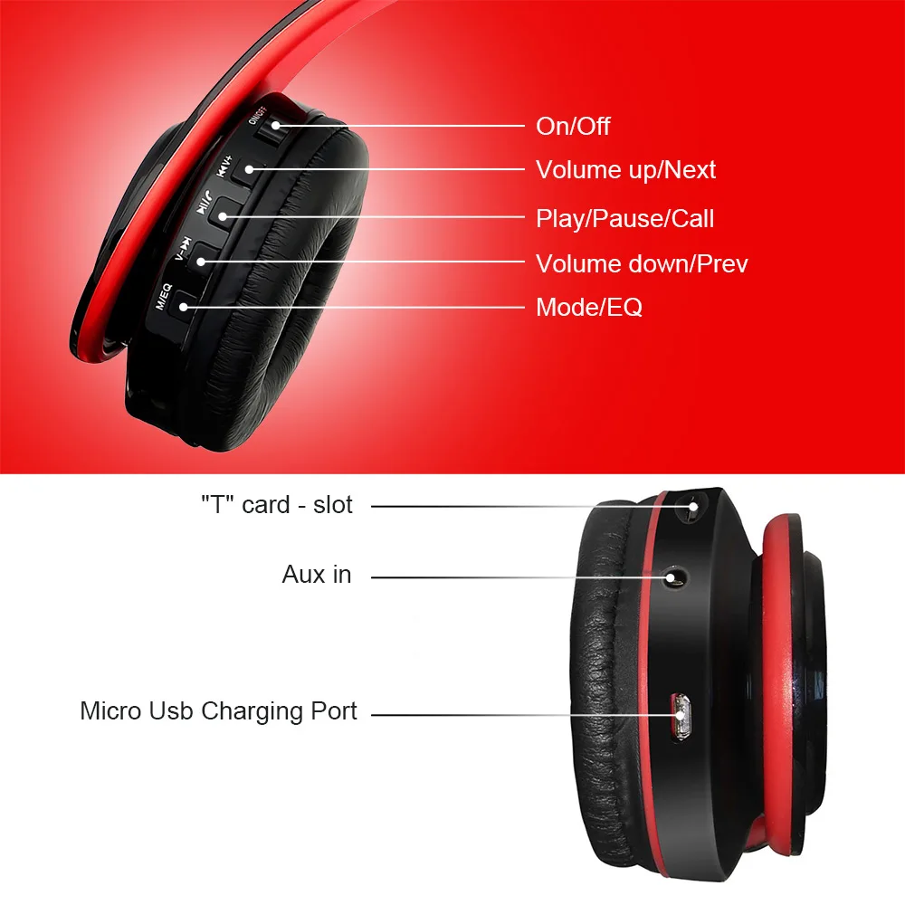 TOMKAS Bluetooth Headphone Wired Wireless Headphones Bluetooth Headset Foldable Stereo Gaming Earphones With Mic Support TF Card