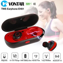 VONTAR Wireless Earbuds Sweat Proof Twins font b earphone b font Portable Bluetooth headphone with charging