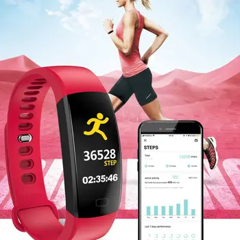 

elenxs Heart Rate Waterproof Bluetooth Camera Smart Bracelet Sport Pedometer Fitness Blood Pressure Calories Wristband