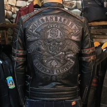 Мужской первый слой из воловьей кожи, короткая Молодежная куртка, локомотивное кожаное пальто