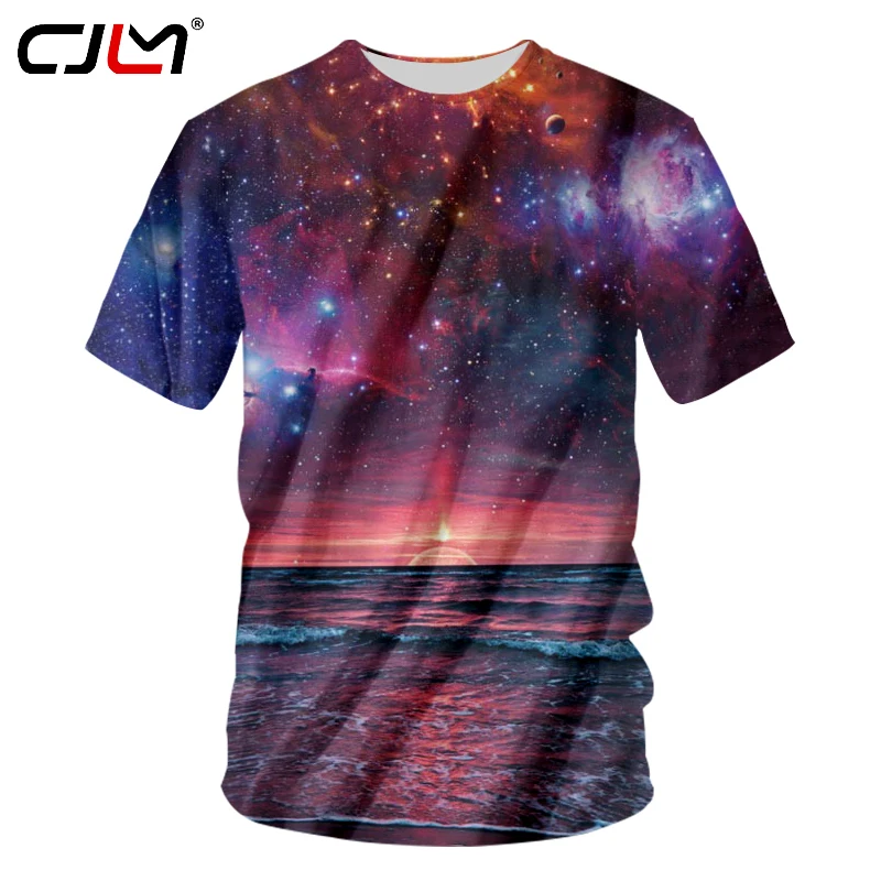 CJLM новейшая футболка в стиле хип хоп Мужская летняя Homme Sunset Space Галактическая Poleras