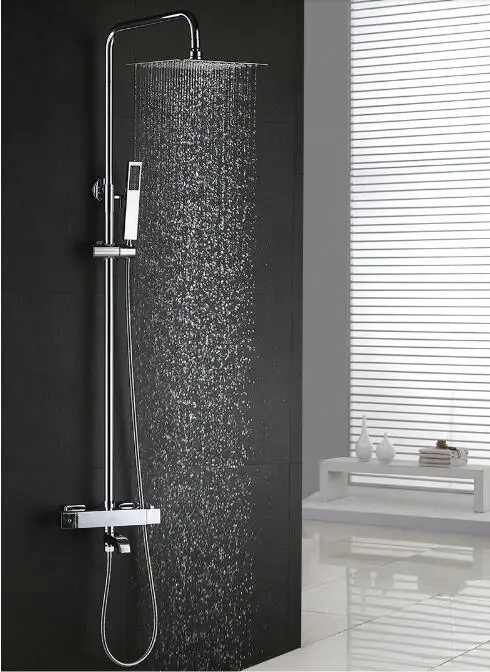 

10" stainless Steel Square rainfall shower LED Intelligent Digital display temperature with rotatable lifting rod 5013