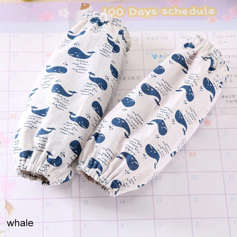 1 Pair Cotton Linen Office Antifouling Sleeve Home Cleaning Supplies Kitchen Cuff Sleeves Cooking Working Tools Long Sleeve - Цвет: whale