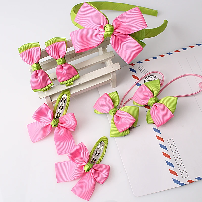 M-MISM-1set-7pcs-Children-Accessories-Hairband-Hairpins-Gum-for-Hair-Baby-Girls-Lovely-Bow-Headwear (2)
