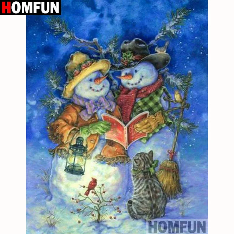 

HOMFUN Full Square/Round Drill 5D DIY Diamond Painting "Cartoon snowman" Embroidery Cross Stitch 5D Home Decor Gift A18323