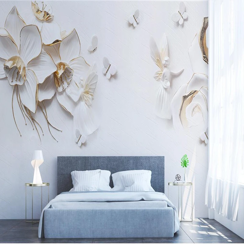 

Custom 3D Stereoscopic Wallpaper Photo Wall Murals Living Room Emboss Flower TV Sofa Background Wallpaper Sticker 3D Wall Murals