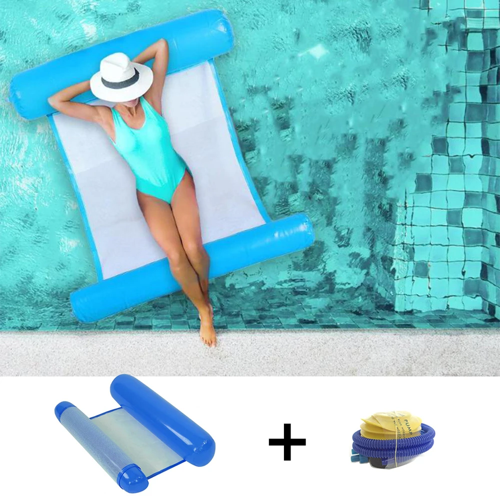 

Outdoor folding water hammock swimming pool inflatable hammock floating air mattress floating inflatable chair