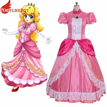 

Costumebuy Mario Peach Princess Cosplay Dress Women's Ball Gown Dresses Pink Halloween Dress Costume Custom Made