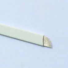 100 шт. белый руководство татуировка перо иглы 14 Вышивка Крестом Иглы для 3D для бровей Вышивка микроклетку постоянный Макияж татуировки брови иглы