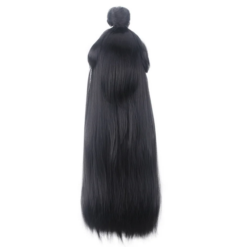 Высококачественные китайские древние прямые длинные черные парики косплей костюм вечерние парики с конским хвостом