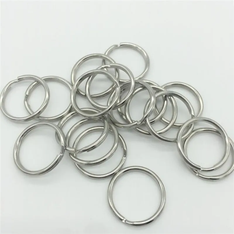

50pcs/lot 12mm 15mm 20mm 25mm 28mm Stainless Steel Hole Key Ring Key Chain Rhodium Plated Round Split Keychain