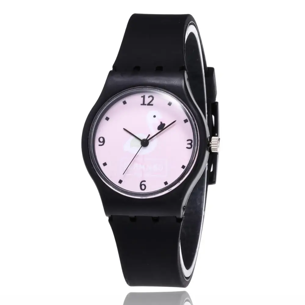 2019 New Silicone Candy Color Student Watch Girls Clock Fashion Flamingo Watches Children Wristwatch Cartoon Kids 4