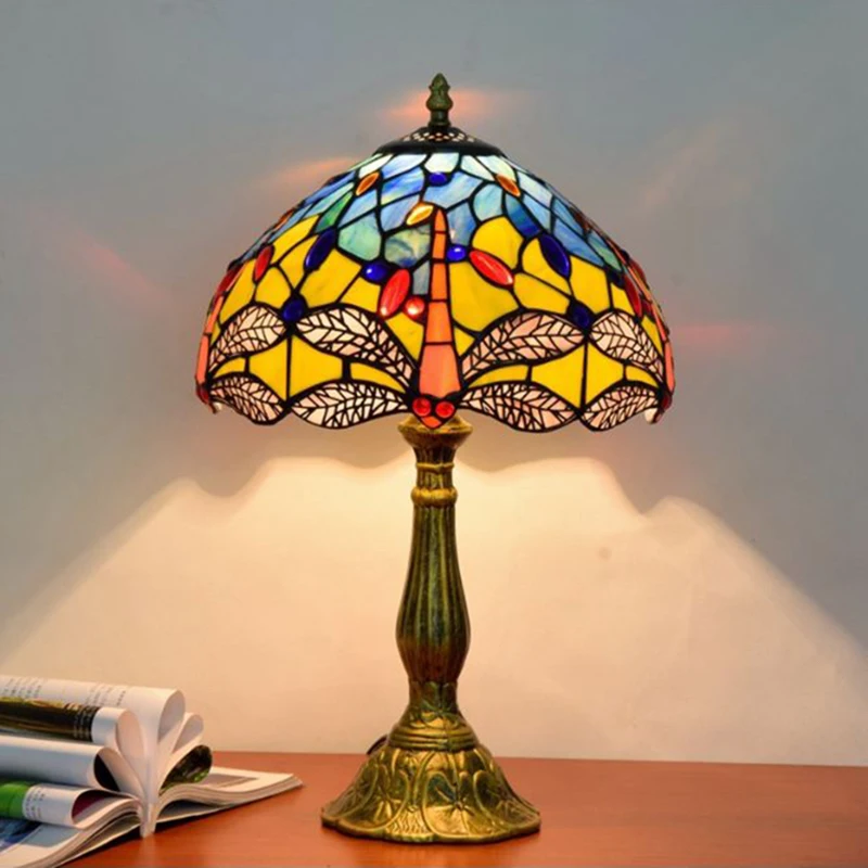 WOERFU 30 см настольная лампа Тиффани E27 четыре стиля сплав база спальня прикроватная лампа креативная Мода ретро настольная лампа