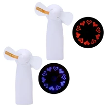 Unique LED Love Pattern Handheld Mini Fan Super Mute Battery Operated for Cooling Cute #C05#