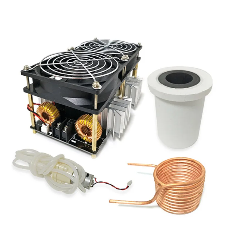 

1800W ZVS Induction Heater Induction Heating PCB Board High frequency Heating Machine Melted Metal + Coil Mayitr+ Crucible+Pump