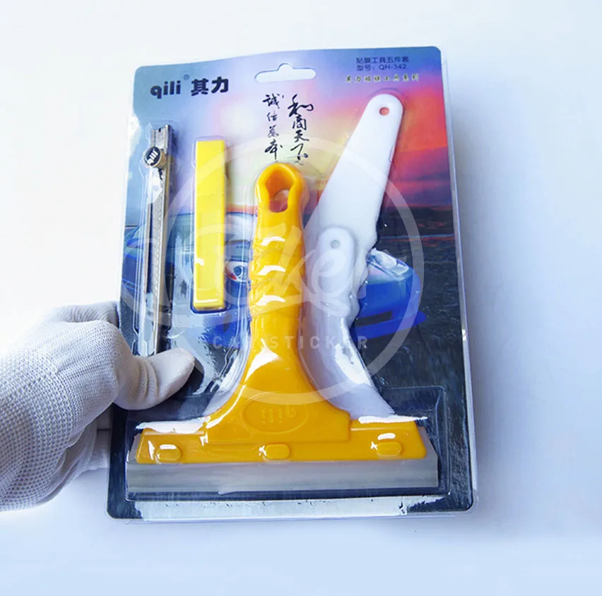Free Shipping Car Wrap Vinyl Tool Set 5PCS,2PCS Squeegees,1PC Rubber