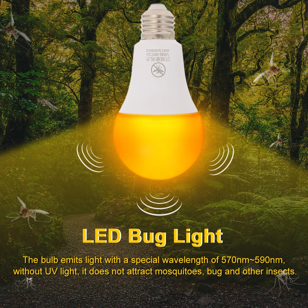 Лампа-убийца от комаров, светодиодный светильник-жук, уличная лампа-убийца насекомых, E27, светодиодный светильник, средство от комаров, лампочка без УФ-излучения, ночник