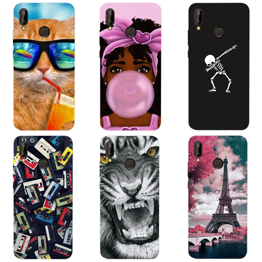 

TPU Soft Case For Huawei P20 Lite 5.84 inch Transparent Printing Drawing Silicone Phone Cases Back Cover For Huawei P20 Lite