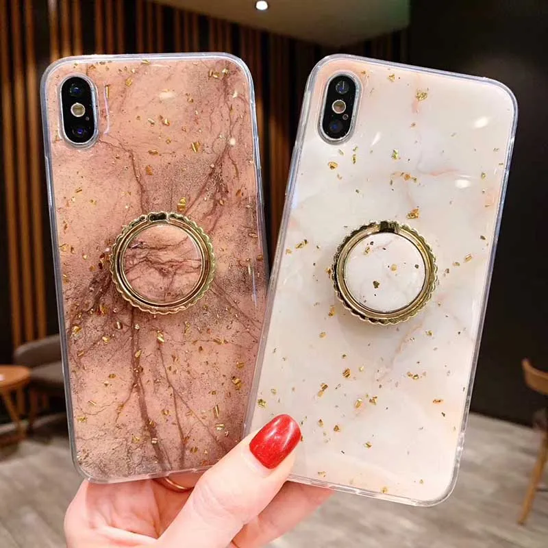 

Bling Marble Phone Cases For iPhone X XS XR Max Gold Foil Silicone Soft Case Cover For iPhone 7 8 6S Plus Glitter Holder Back