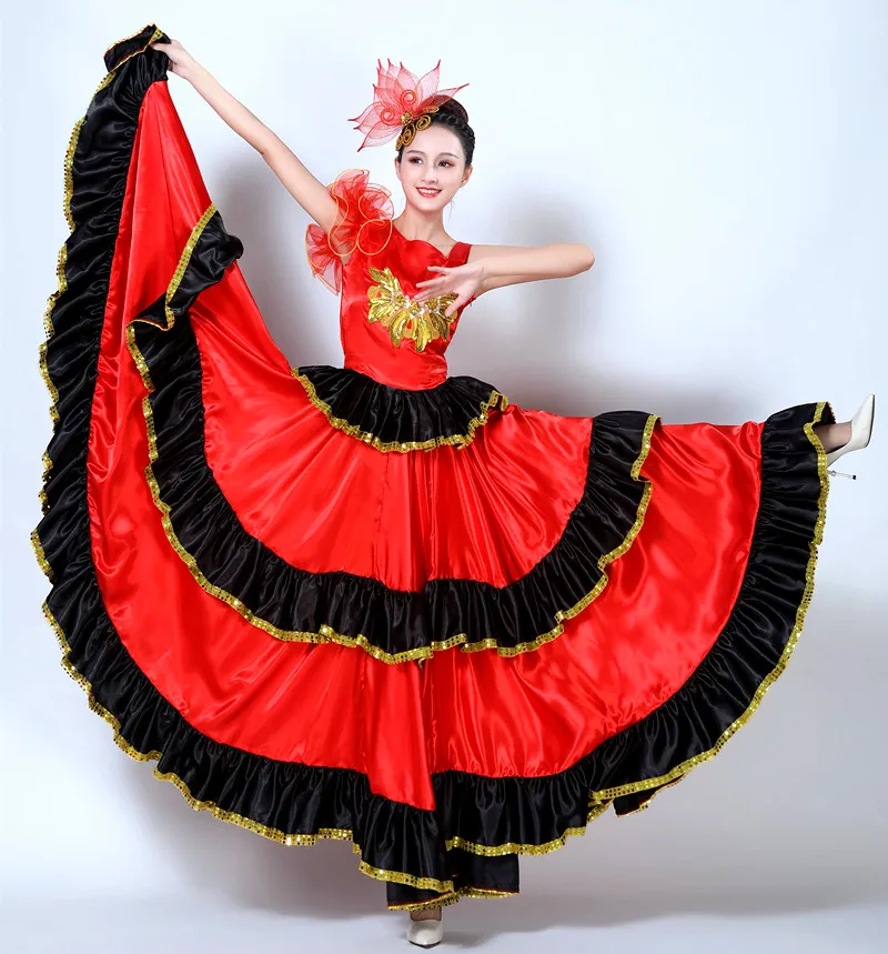 Танцевальные костюмы цыганское Фламенго танцевальная юбка испанская юбка платье для фламенко для девочек