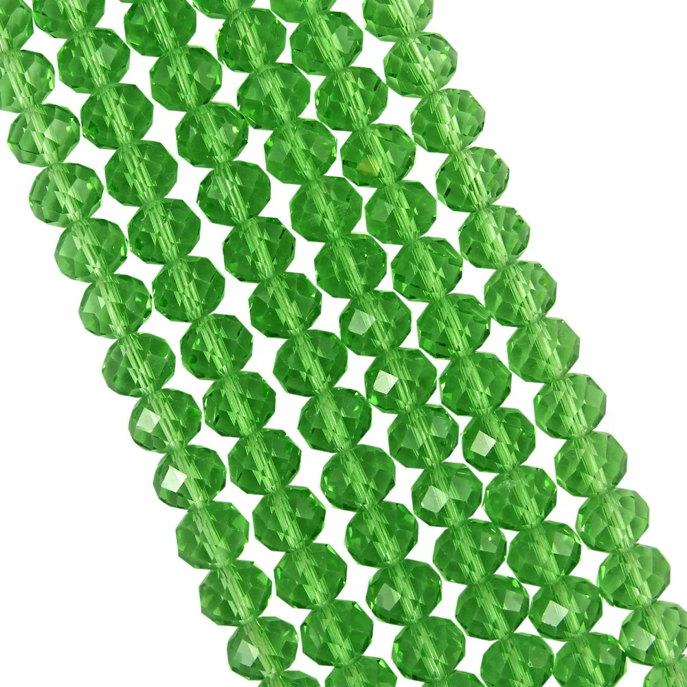 70pcs 8MM 5040 green Faceted Crystal Glass Beads Transparent Rondelle
