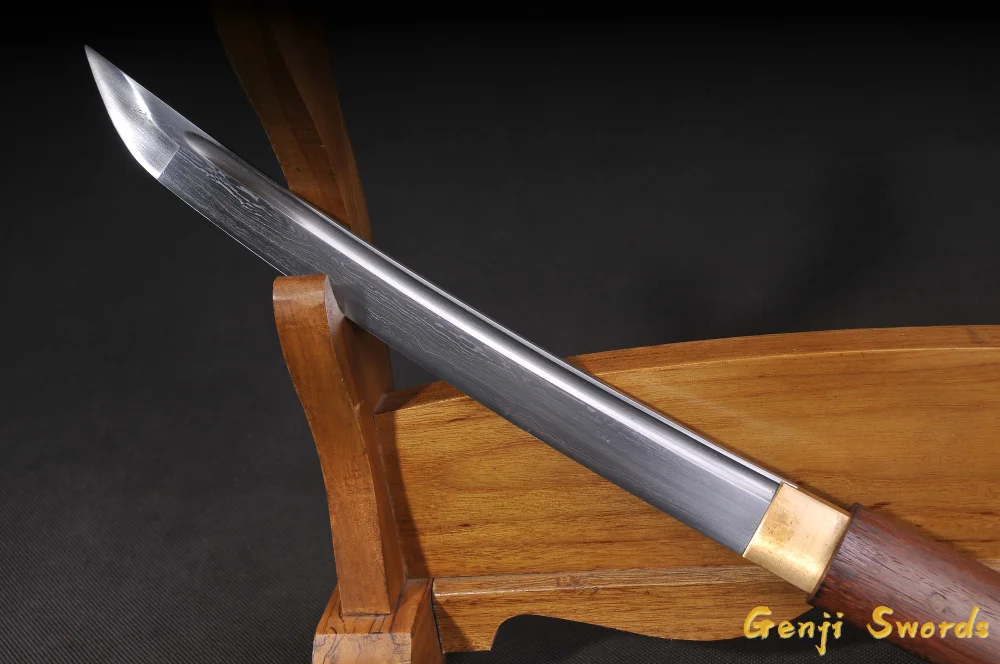 Ручная работа Полный Тан японский короткий дамасский меч в сложенном виде сталь настоящий Самурай Танто острый меч катана край твердый деревянный Сая