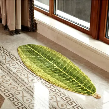 

45*120cm Creative Green Leaf Shape Floor Mat Rug Anti-slip Carpets for Living Room Bedroom Kitchen Rugs Doormat Floor Carpet