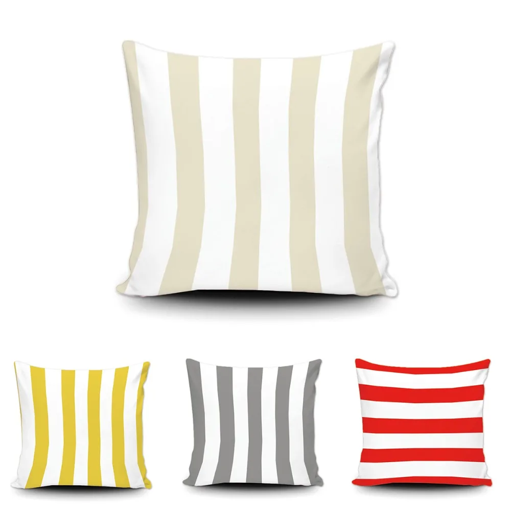 Fashion Stripe Cushion Cover Customize Geometric Black Red White