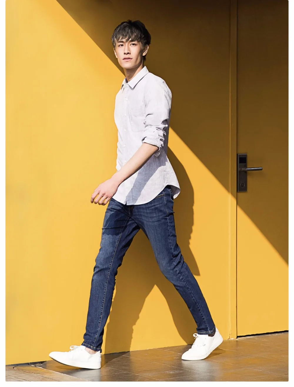Новинка, Xiaomi, мужские удобные, для отдыха, не легко деформируются, джинсовые брюки, прямые, темно-синие, джентльменские, мужские, s 90, стрейчевые, мужские джинсы