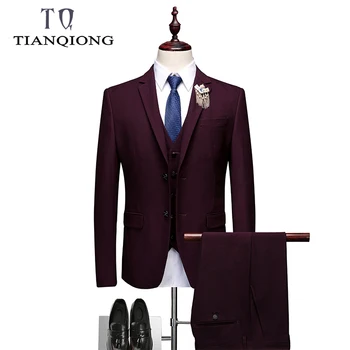 

2019 Dark Green Purple Red Suits for Men Brand Spring Slim Fit Mens Party Dinner Prom Suits High Quality Wedding Suit for Men