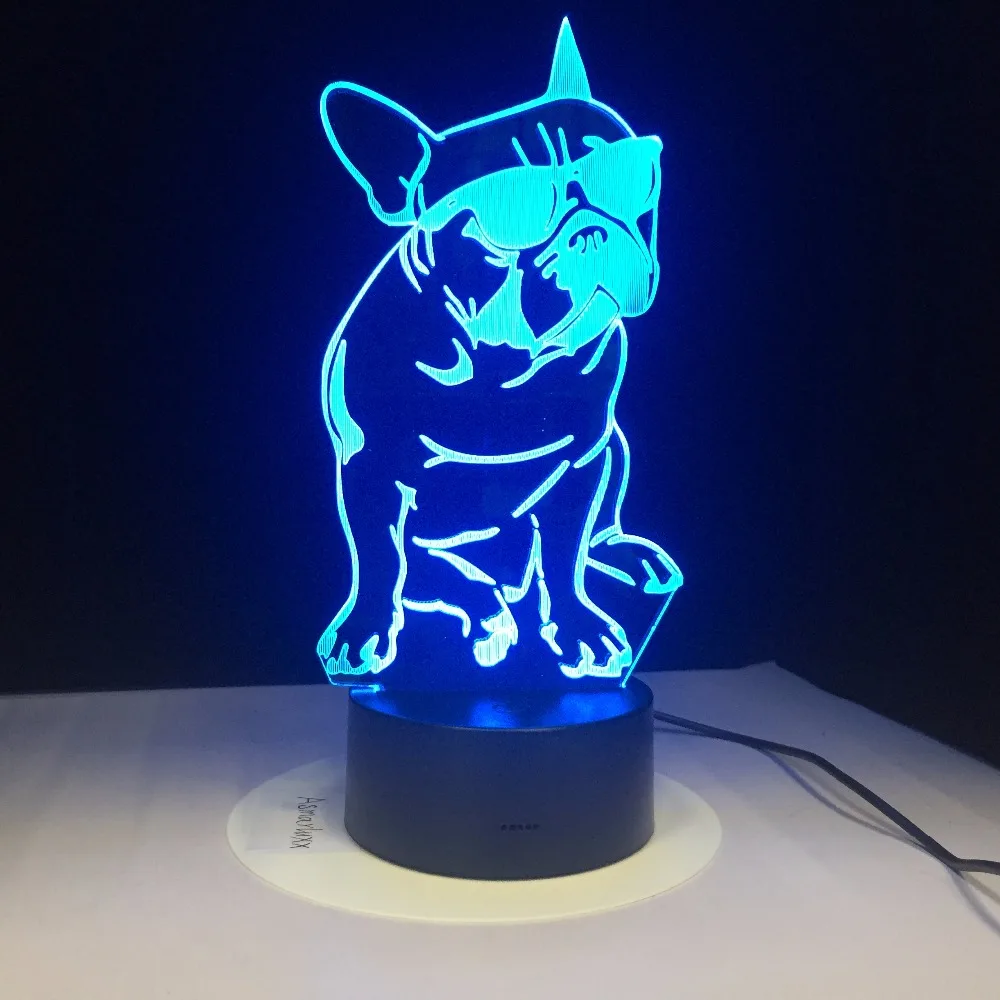 Мода прохладно собака 3d светильник 7 цветов ночь светодиодные лампы для детей сенсорный Led Usb Таблица Lampara лампе для сна Ночная прямая
