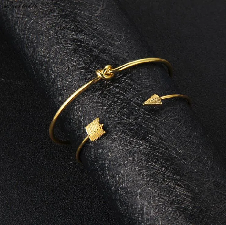 

golden arrow&tie alloy trendy charm bracelet for women accessories boho style 2019 fashion Korean jewelry 2 pcs/set