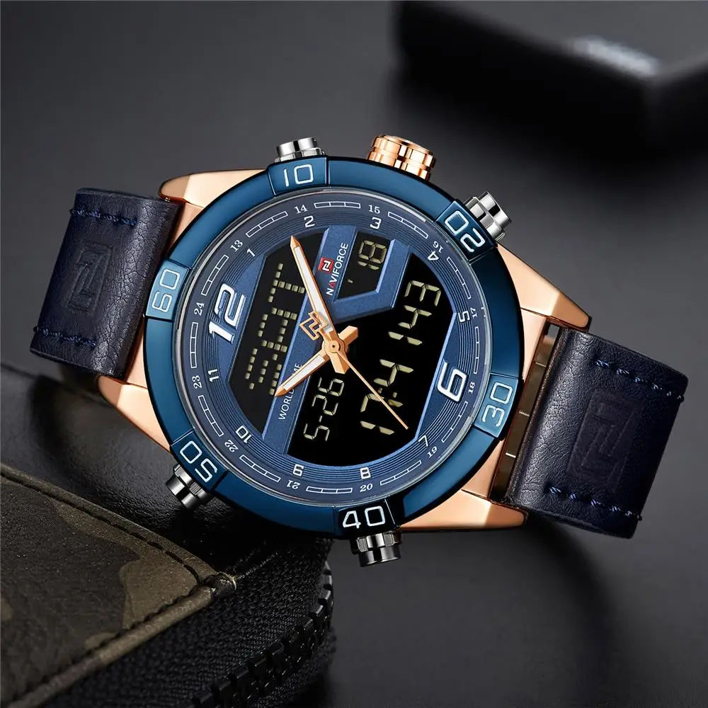  NAVIFORCE Luxury Brand Men Fashion Sports Watches Men's Waterproof Quartz Date Clock Man Leather Ar
