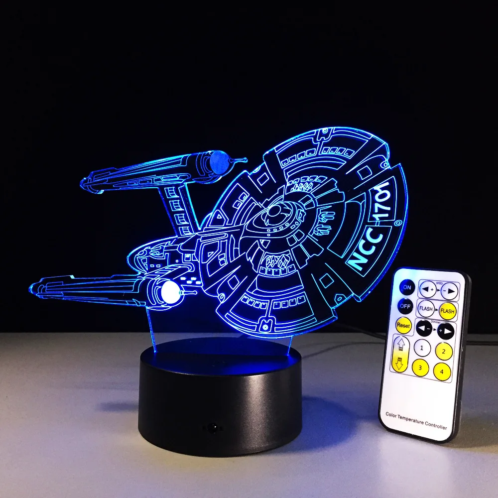 

Star Trek Spaceship lamp 7 color changing visual illusion LED light Star Trek deco fashion toy action figure kids Xmas gift