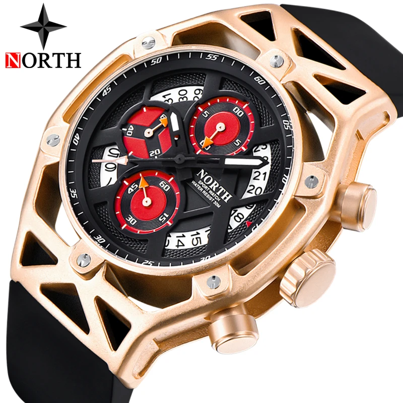 

Mens Watches Top Brand Luxury Quartz Watch NORTH Fashion Casual Chronograph Military Waterproof Sport Watch Relogio Masculino