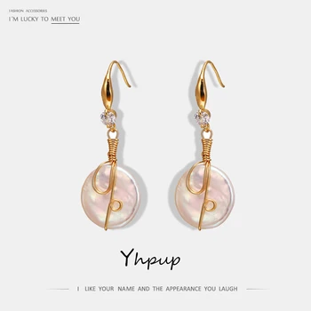 

Yhpup Fashion Elegant Natural Pearls Copper Dangle Earrings CZ Handmade High Quality Brincos Oorbellen for Women Party Jewelry