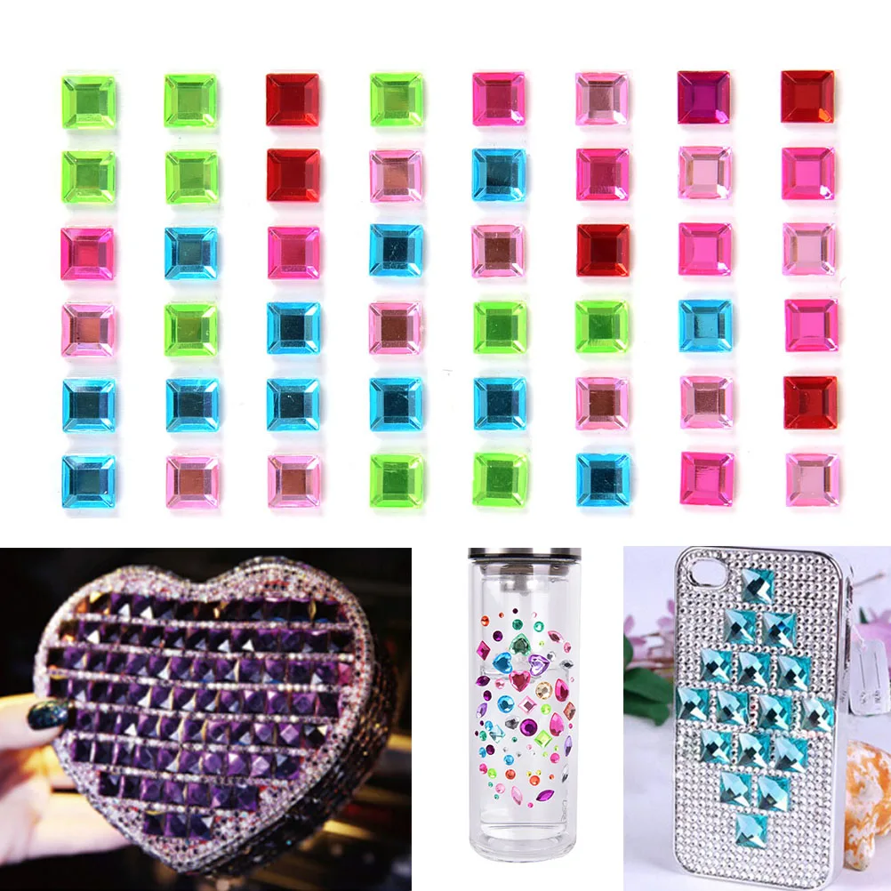 48 قطعة/الوحدة 9 مللي متر DIY كرافت ديكور للهاتف المحمول قذيفة الكمبيوتر المنزل الديكور 3D الذاتي قلم اللصق ملصق كريستال حجر الراين